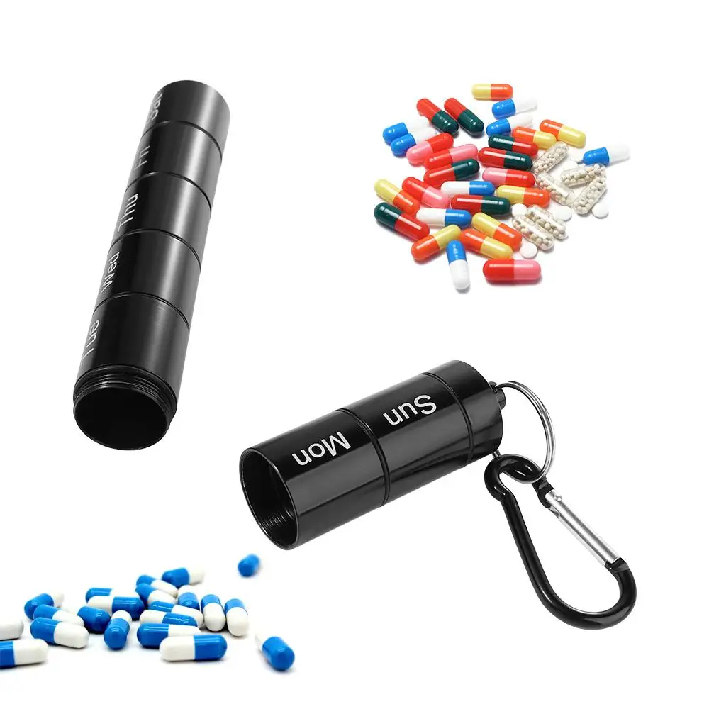7 Tage Reise-Vitamine, Schlüsselanhänger, Medikamenten-Organizer, starke Dichtheit, Pillenspender, Pillendose, wöchentliche Pillenbox, Medikamenten-Pillendose