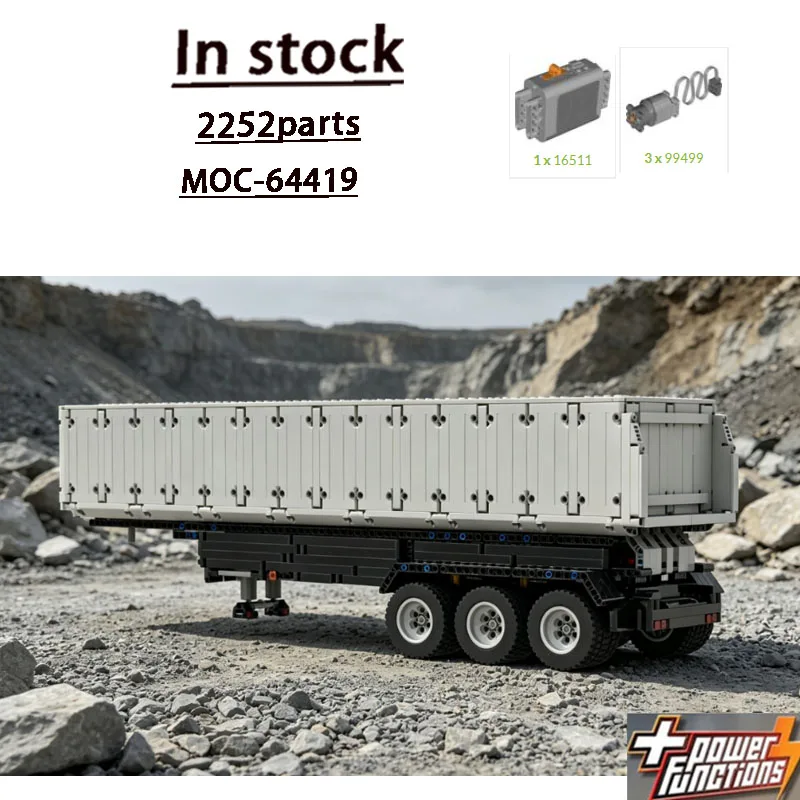 Building Block Model MOC-64419 City Transport Heavy-Duty Three-Axle Trailer 2052 Parts Custom Birthday New Year Toy Gift