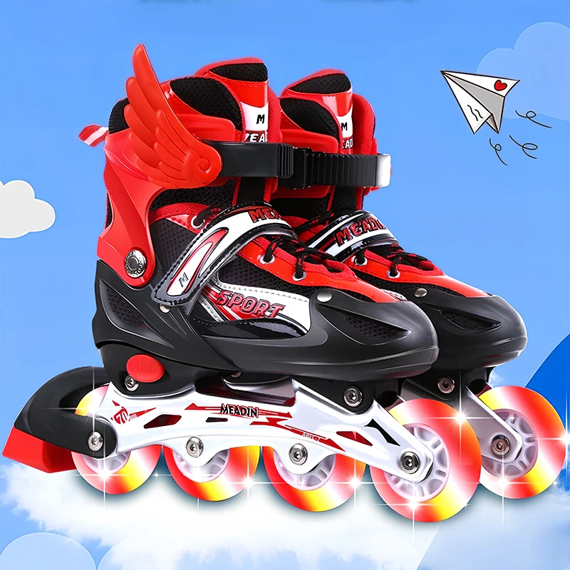 

Adjustable Kids Inline Skates Full Set Flashing Wheels Roller Blades for Boys Girls Beginners Outdoor Recreational Skating Shoes
