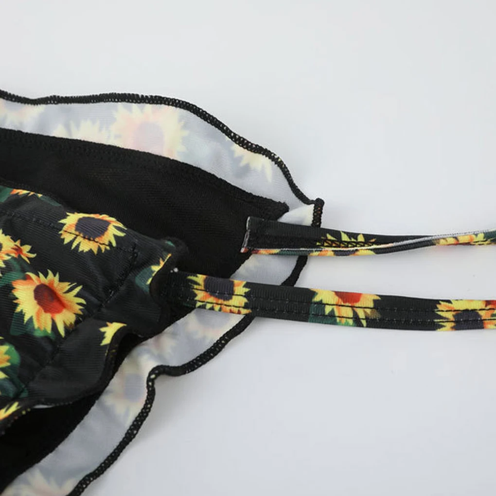 2pcs/set Women Sunflower Sexy Bikini Swimsuit Halter Bathing Suit Push-Up Padded Swimwears