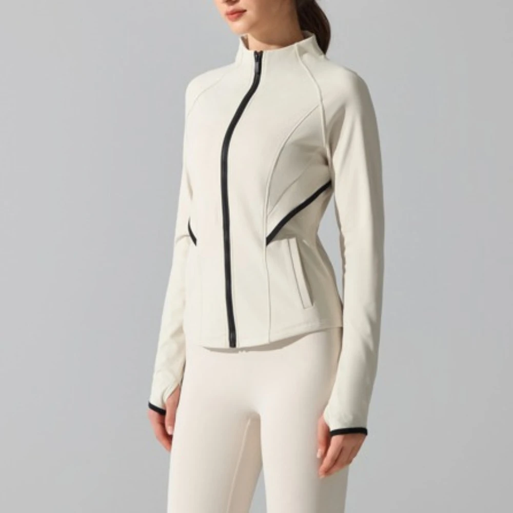 MIML Women's Yoga Jacket Warm Outdoor Running Fitness Tops Women Zipper Long Sleeve Stand Collar Open Cardigan for Autumn Winter