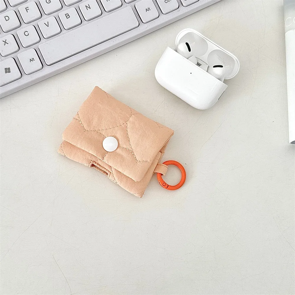 Portable with Buckle Earphone Bag Soft Cloth Data Cable Coin Purse Lightweight Mini Earphone Pouch for AirPods