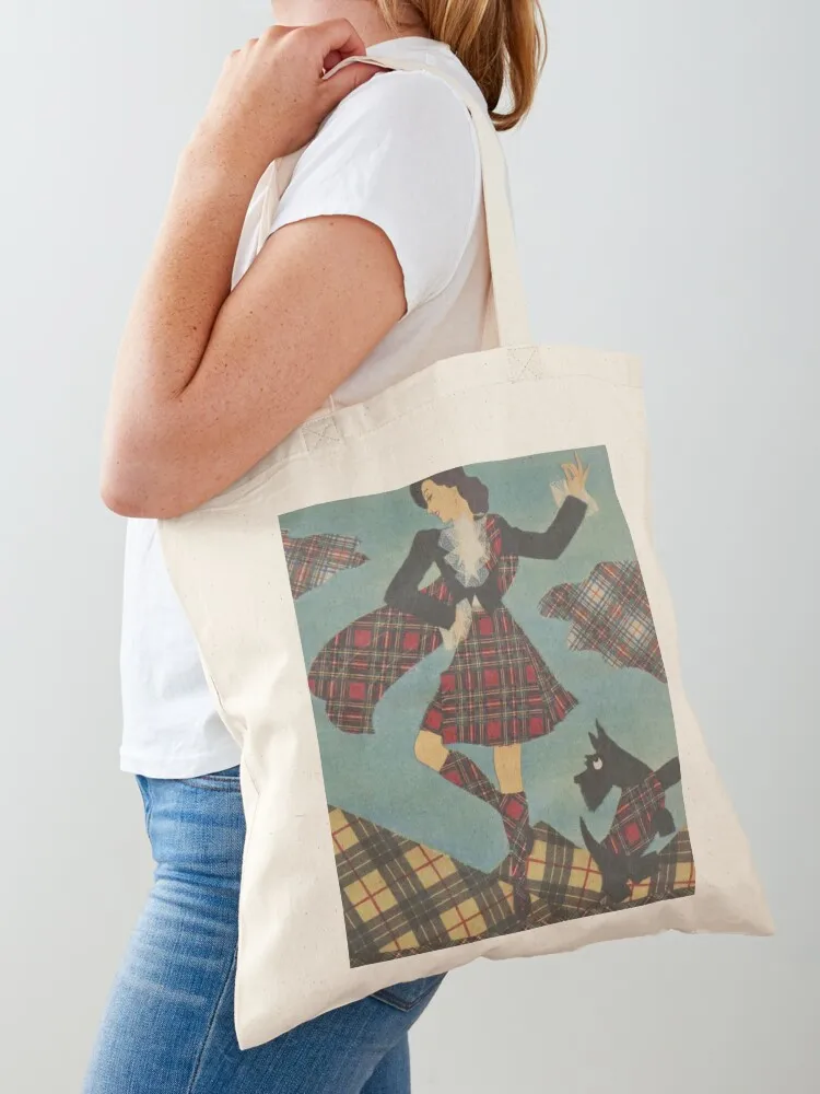 

Vintage Scottish Highland Dancer Tote Bag Reusable bags Canvas shoulder bag custom fabric bag Handbags