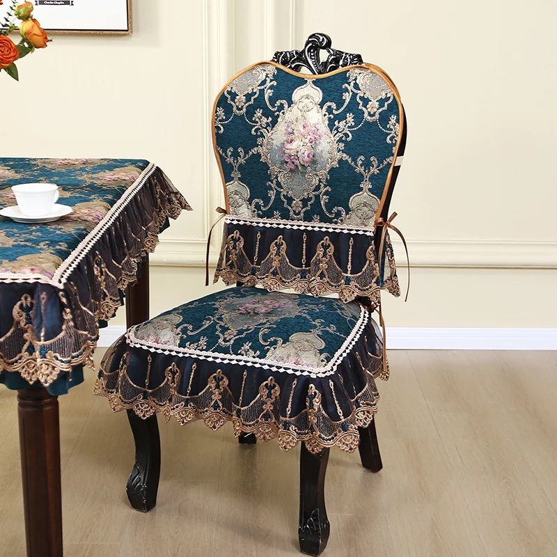 Home Dining Room Chair Cover Retro Jacquard Dining Chair Cover European Style Luxury Chair Seat Cushion Suitable for All Seasons