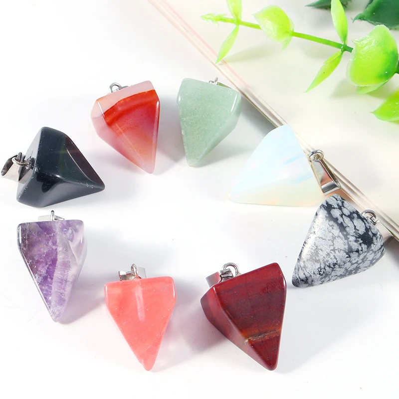 20pcs Natural Pyramid Crystal Pendant Healing Energy Chakra Balancing Charms Beads for Jewelry Making Decor Wholesale Gift