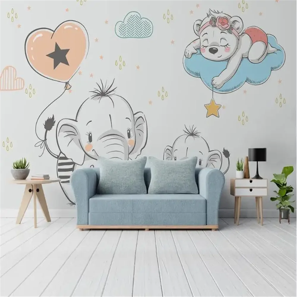 

Настенные обои на заказ для стен, 3D фон, фэнтезийное небо, медведь, спальня, настенная живопись, гостиная, спальня, домашний декор, наклейки