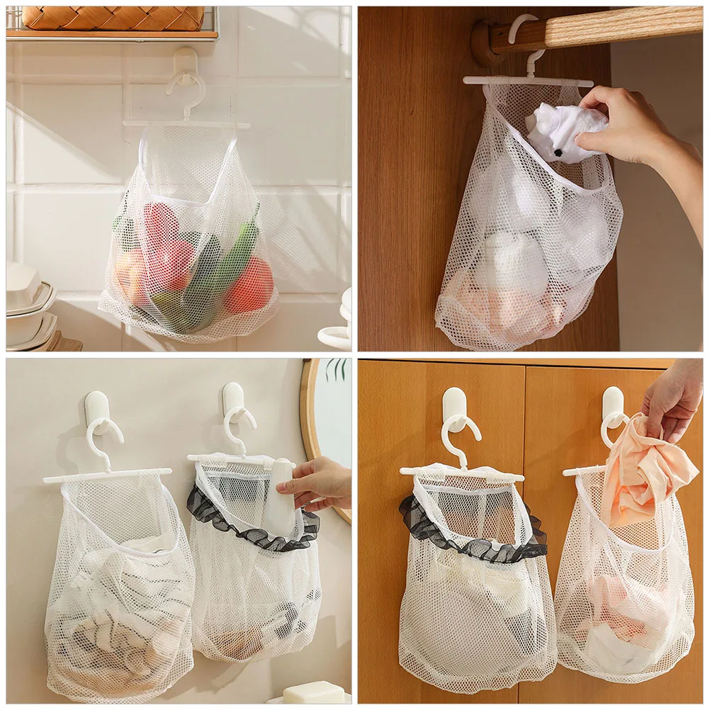 

2Pcs Multi Function Netting Bags Good Elasticity Sturdy Wall Hanging Easy Take Kitchen Supplies Net Bag Household Mesh Bag