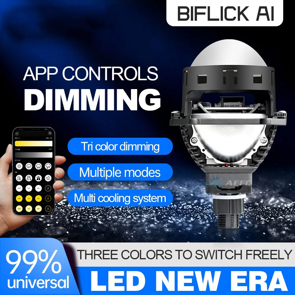 

Car Headlight Retrofit 3 Inch Bi LED Projector Lens 12V 50W Hi Lo Beam 3000K 6000K APP Control Universal H4 H7 H11