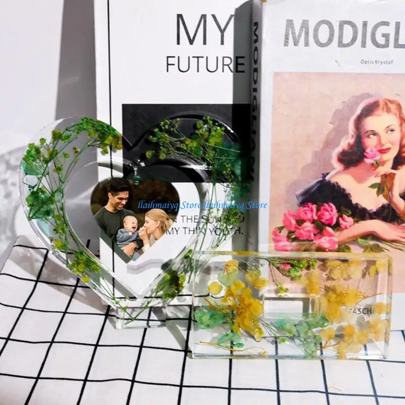 

573B смола фоторамка для формы формы сердца Силиконовая форма для эпоксидной формы для литья DIY с цепными ремеслами для декора