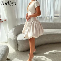 Indigo New Evening Dresses Short Coat Square Neck Knee-Length Women Formal Occasion Party Mini Dress فساتين السهرة Customized