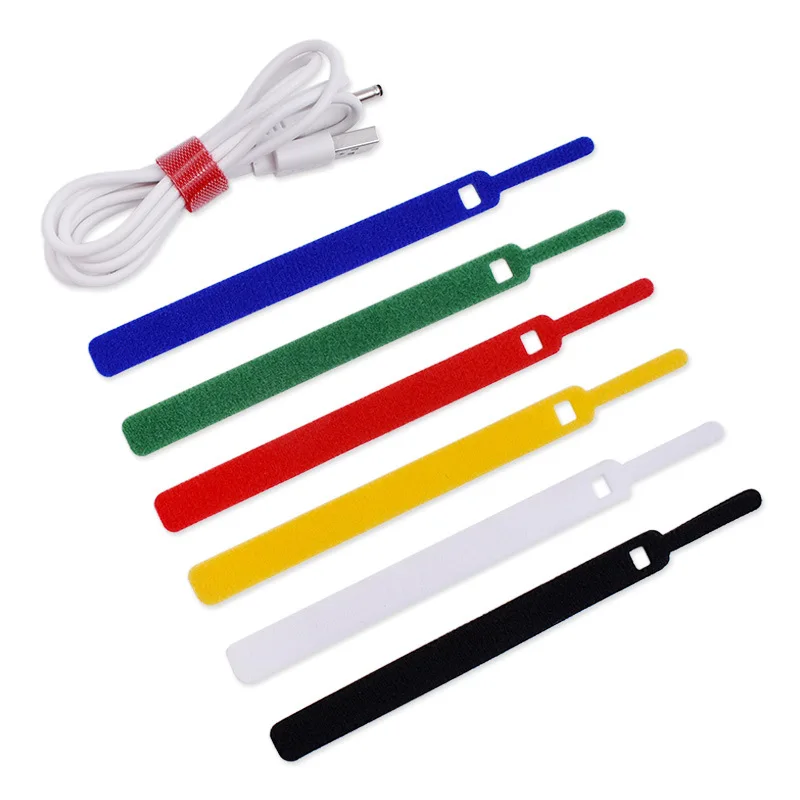 

20Pcs Reusable Cable Winder Organizer Ties Hook and Loop Fastener Double-sided Tape Nylon Hook Loop Mouse Cord Cable Ties Strap