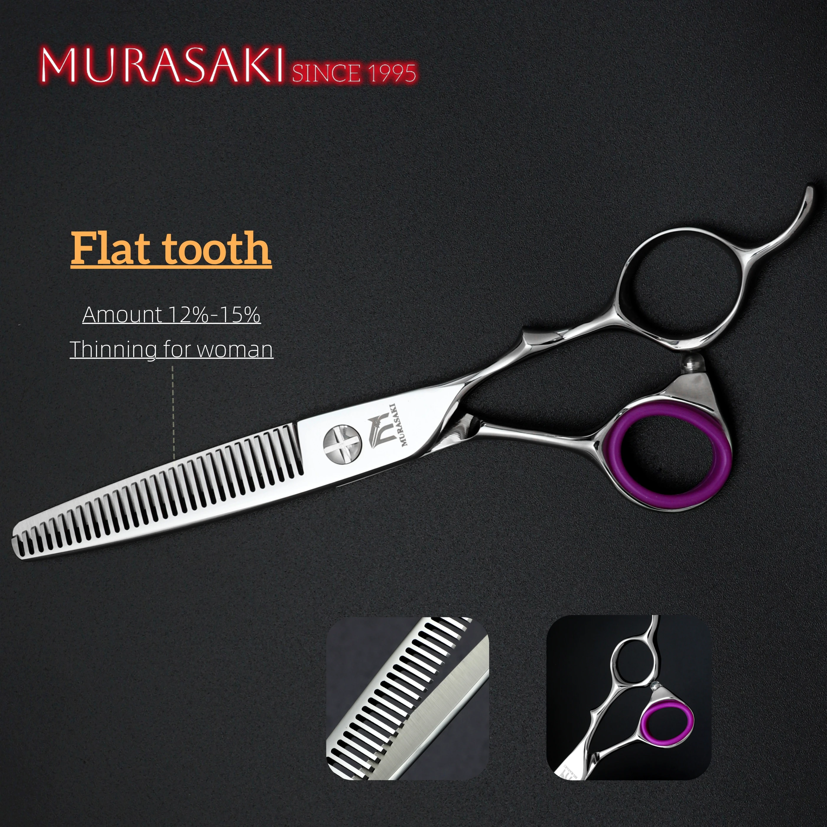 MURASAKI Professionelle Haarausdünnungsscheren, 6-6,8 Zoll Hitachi 440C Stahl-Friseurscheren, hochwertige Haarschneidewerkzeuge für den Salon – Detail 26