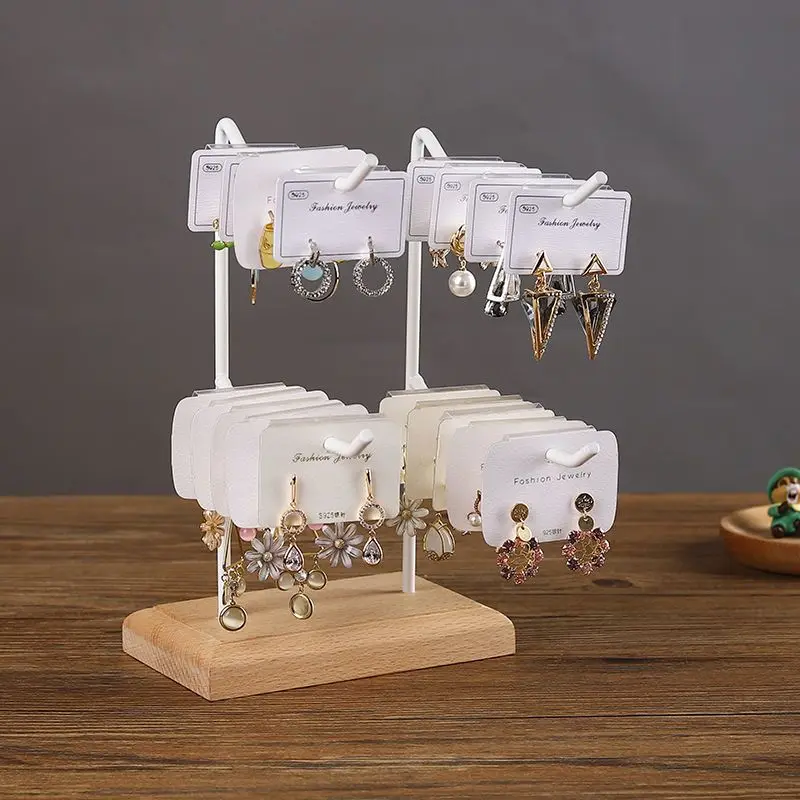 Wood Iron Keychain Display Stand Earrings Organizer Hanger Bracelets Storage Jewelry Rack For Desk Decoration