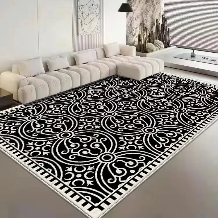 French Retro Carpet Living Room Decoration Checkerboard Rugs for Bedroom Ins Wind Plaid Bedside Floor Mat Large Area Plush Rug