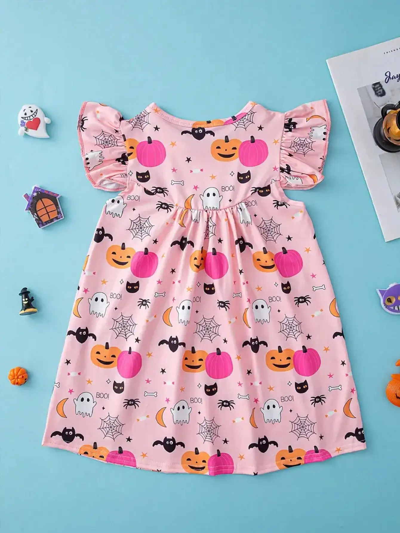 Cute pumpkin Halloween costumes for girls, suitable for autumn and spring holiday parties, casual dresses for little girls