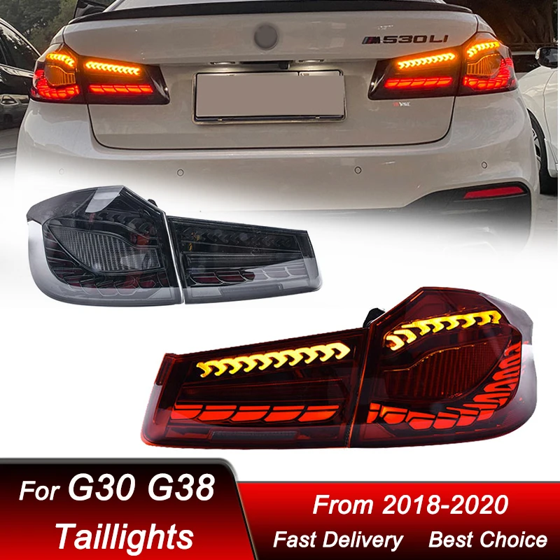 

Pop Car Tail Lights For BMW 5 Series G30 G38 18-20 2 Dragon Scale Full Style LED Dynamic Turn Signal Light Tail Lamp Assembly