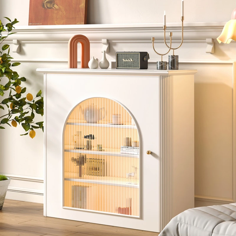 Postmodern Light Luxury Dining Side Cabinet Wine Cabinet Sitting Room Rock Plate French Fireplace White Storage Cabinet
