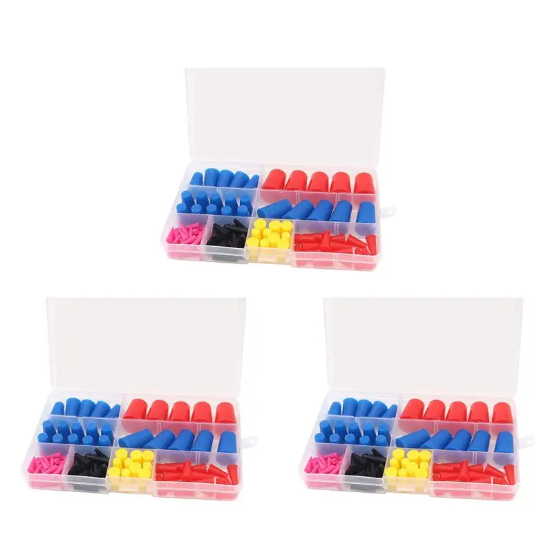 A01F-210Pcs 1/16Inch To 5/8Inch Silicone Rubber Tapered Plug Assortment Kits For Masking Off Holes During Powder Coating