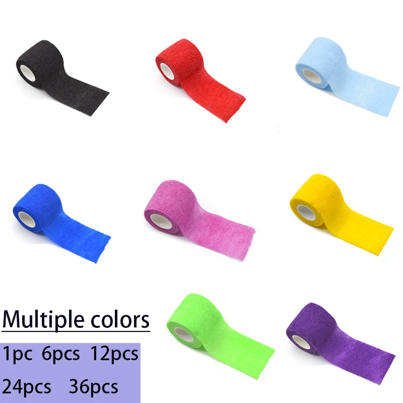 6/12/24/36/48Pcs Tattoo Handle Bandage Athletic Anti-slip Nonwoven Waterproof medical Disposable Self-adhesive Elastic Bandage