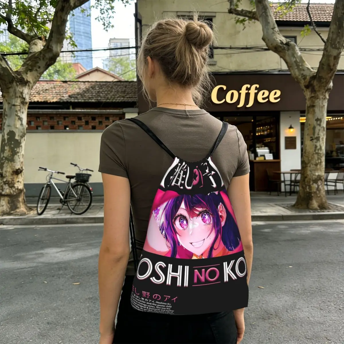 

Oshi No Ko Anime Kawaii Backpacks Casual Drawstring Bundle Pocket Storage Bag Book Bags for Man Woman Students