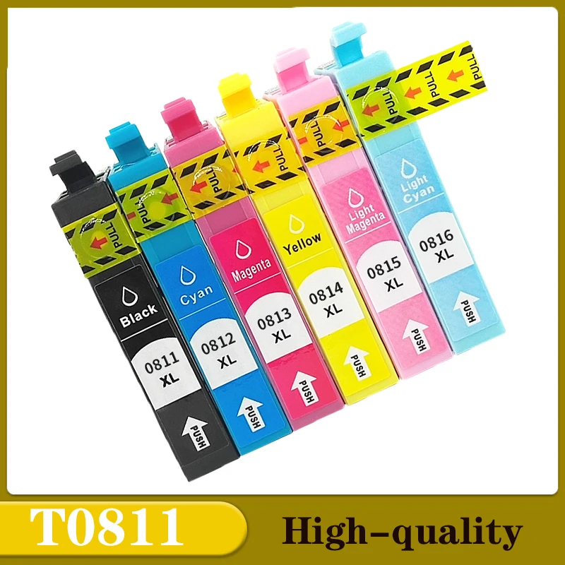 Cartucho de tinta para impresora Epson Stylus photo 1410, recambio de tinta Compatible con t0811-t0816, R270, R390, RX590, R290, R610, RX690, T50, TX700W, TX800W