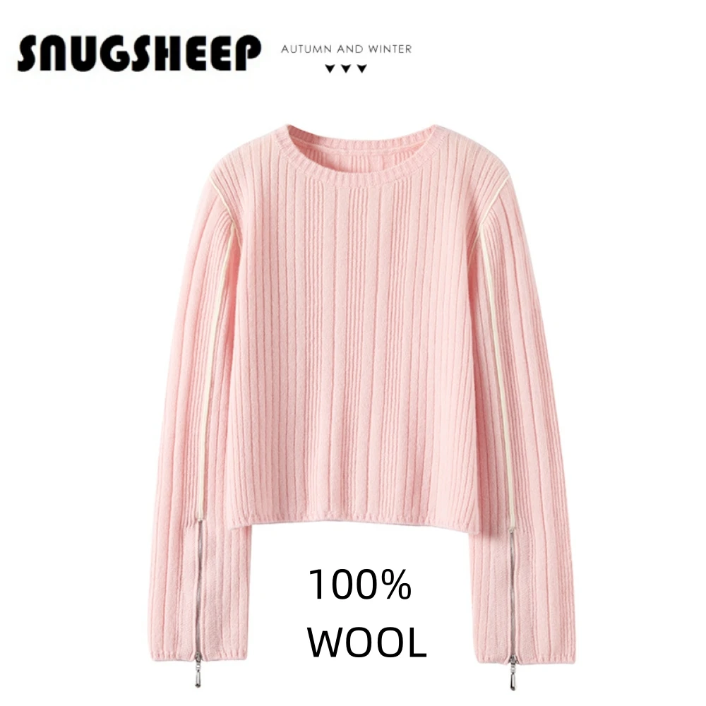 2024 striped fashion clothes wool women sweater pink top cute knit clothes long sleeve womens tops designer jumper cropped crop