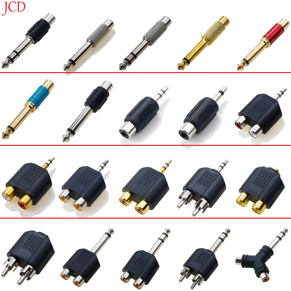 

3.5MM 6.35MM plug to 2 x 1 RCA jack male to female jack to AV audio interface 2-in-1 stereo single dual headphone audio adapter