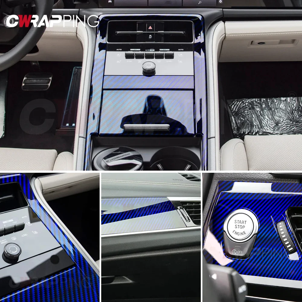 Carbon Fiber Vinyl Wrap Film Glossy Blue Pvc Wrap Film Anti Scratch Interior Ornament Stability Parts for Auto Accessories