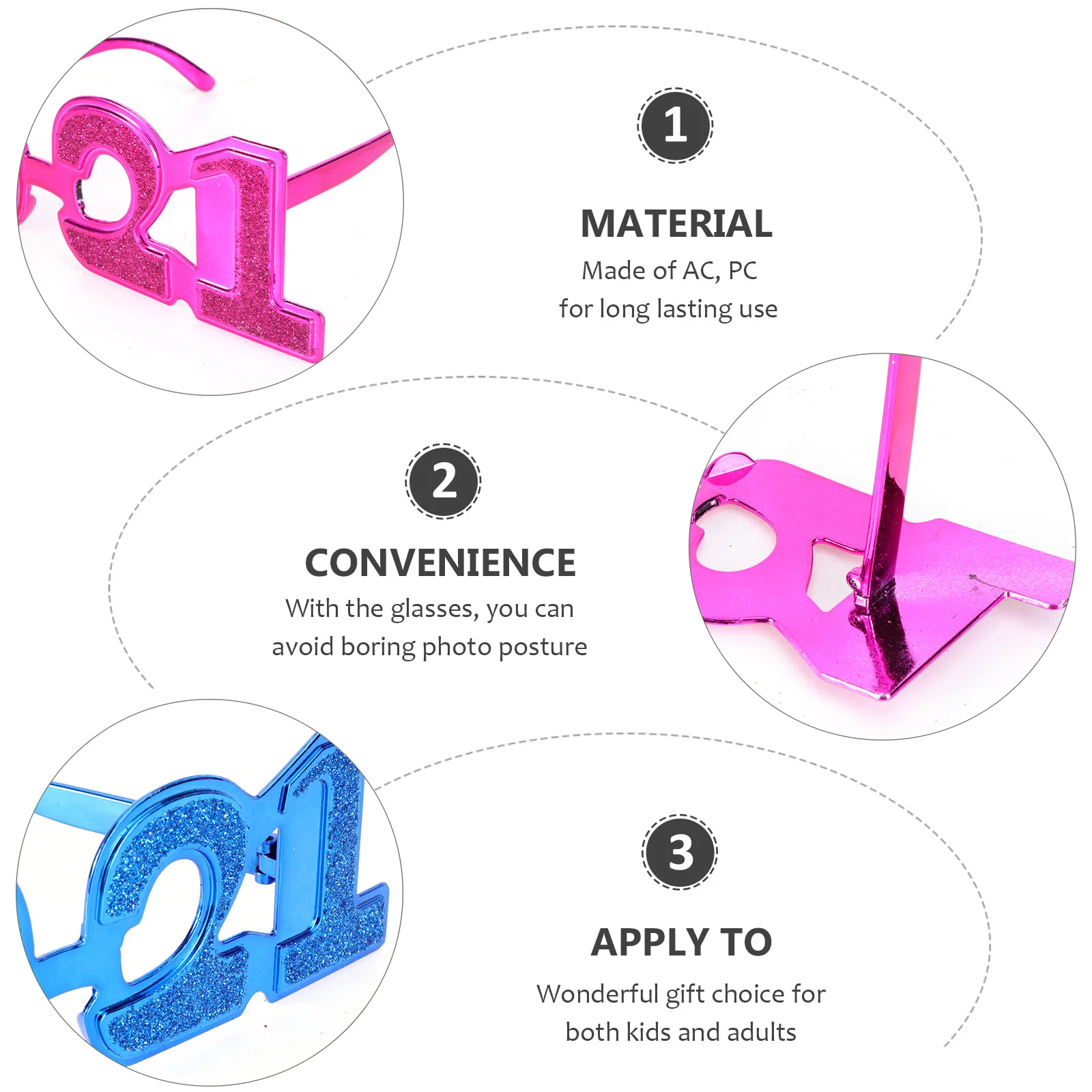 

2pcs 2020 New Year Party Glasses Decorative Number Eyeglasses Funny Novelty Costume Accessory Gift For Adults Kids Handheld