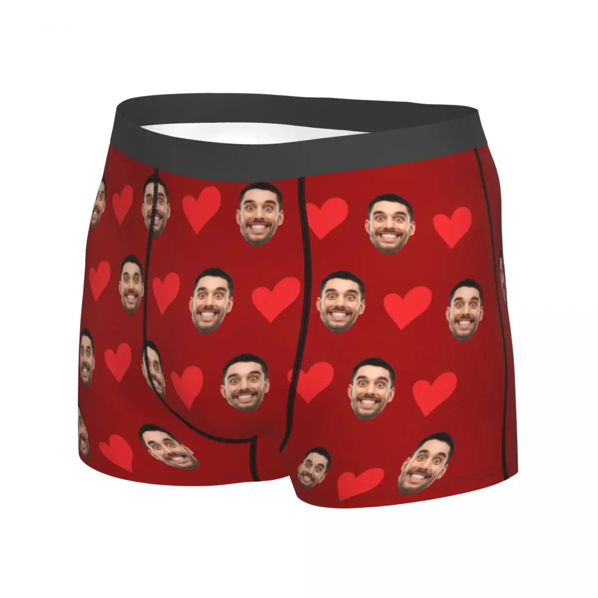 Ropa interior con foto de cara personalizada, calzoncillos bóxer de corazón personalizados, regalo para marido, regalo de aniversario para papá