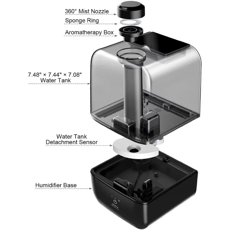 Transparent visible ultrasonic high moisture output atomizing humidifier