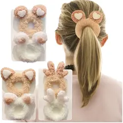 Cat Furry Hair Scrunchies New Cloth Bear Elastic Hair Bobbles Bands Ponytail Holders Deer Styling Tools