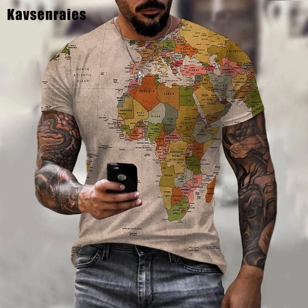 High Quality World Map Printed 3D T-shirt Men Women Summer Fashion Casual Short Sleeve High Street O-Neck Streetwear Tops