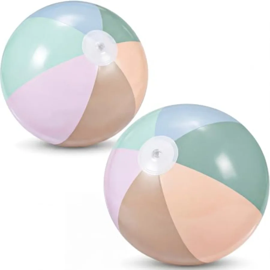 

2 Pcs Inflatable Beach Balls 16 Inch Pastel PVC Large Beach Balls Blow up Pool Water Game Toy for Kid Adult Birthday Luau Summe