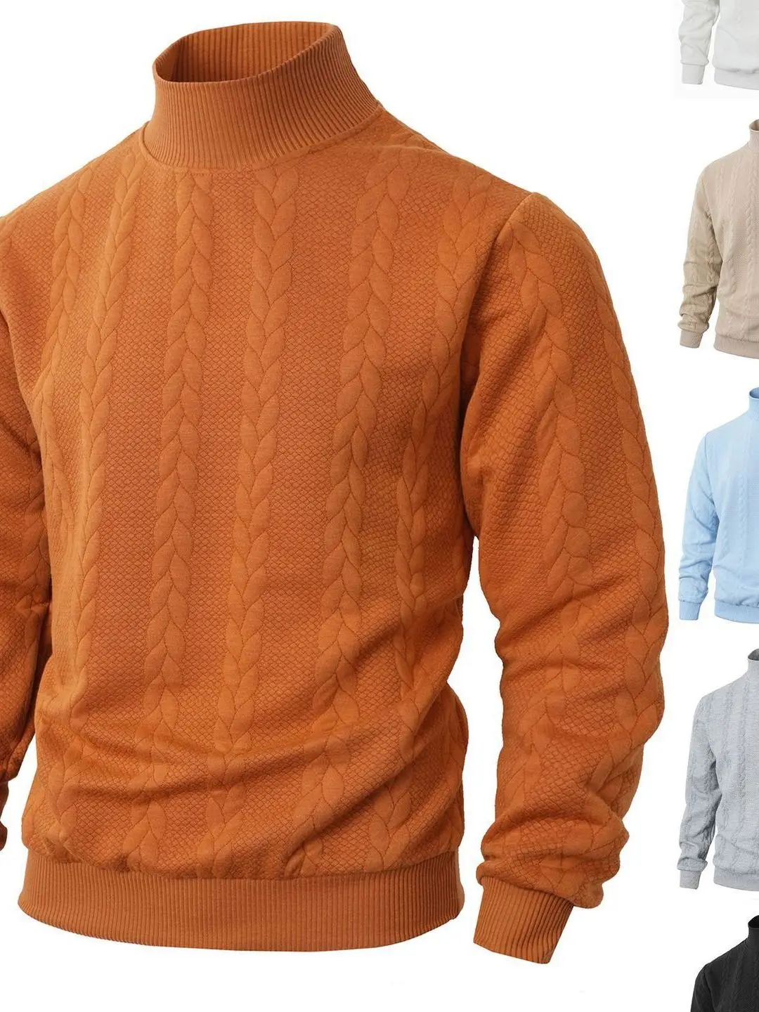 

Men's Knitted Sweater High Collar Long Sve Slim Fit Turn-down Collar Inner Wear Base irt Trendy Autumn Winter New Arrival