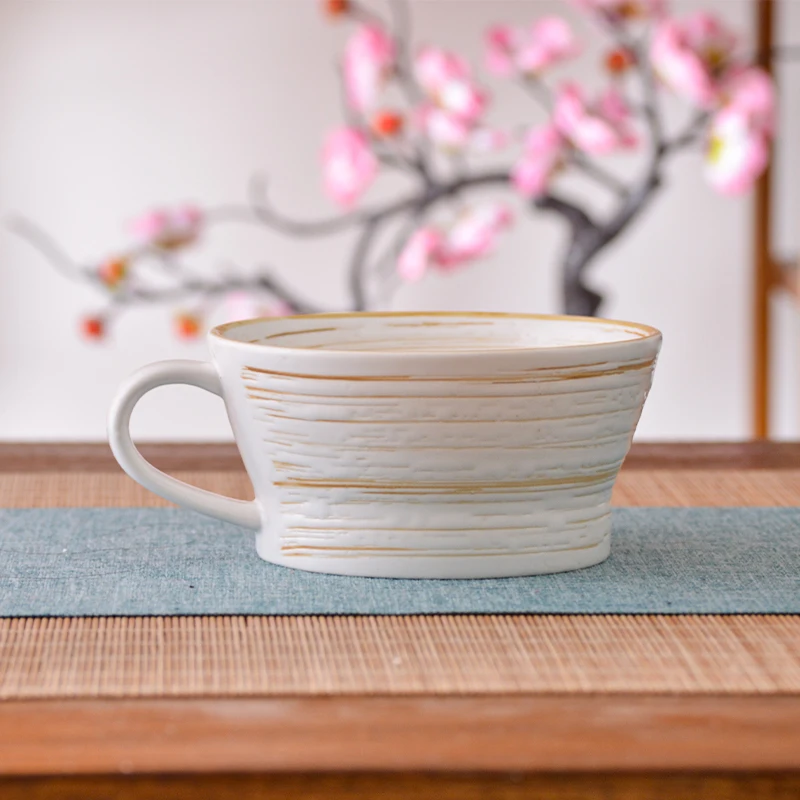 レトロな手描きの大きなオーバルフルーツカップ、コーヒーカップ、レストラン用マグカップ、家庭用朝食カップ、ウォーターマグ