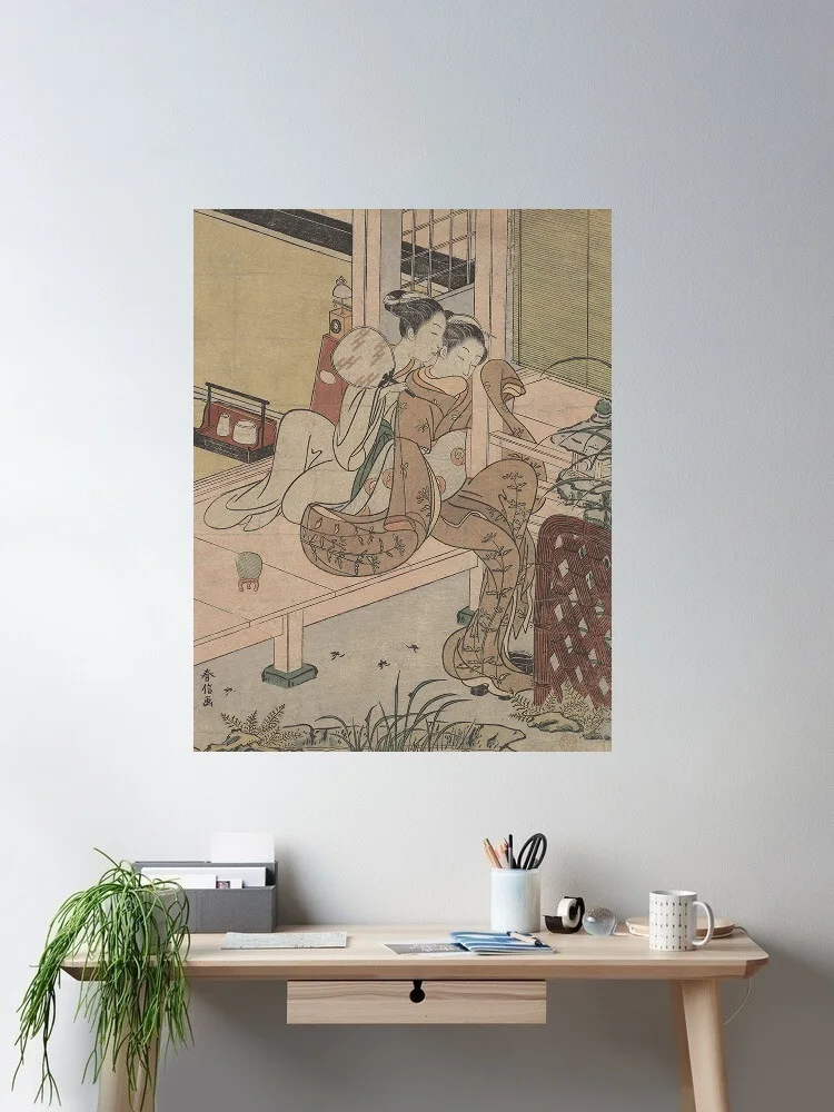 The Gossips Suzuki Harunobu Japanese, Art Print Canvas Poster, Living Room Decor, Home Wall Picture