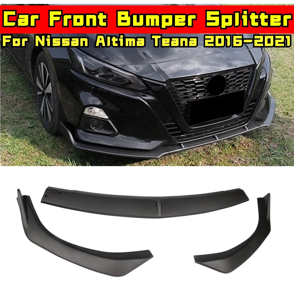 Altima Teana Front Bumper Lip Matte Black Sport Style Front Bumper Spoiler For Nissan  Altima Teana 2016-2021 Car Accessories