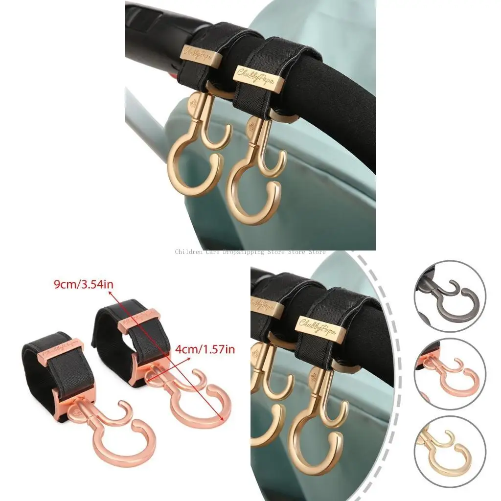

2pcs/pair Baby Strollers Hook Double Hook Organiser Hangers with 360 Rotation for Bags Diaper Milk Bottle & Accessories
