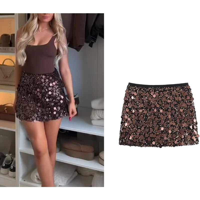 

Party Sequins Mini Skirts Straight Sheath Sexy Evening Club Skirts Fashion Christmas New Year Girl Skirts