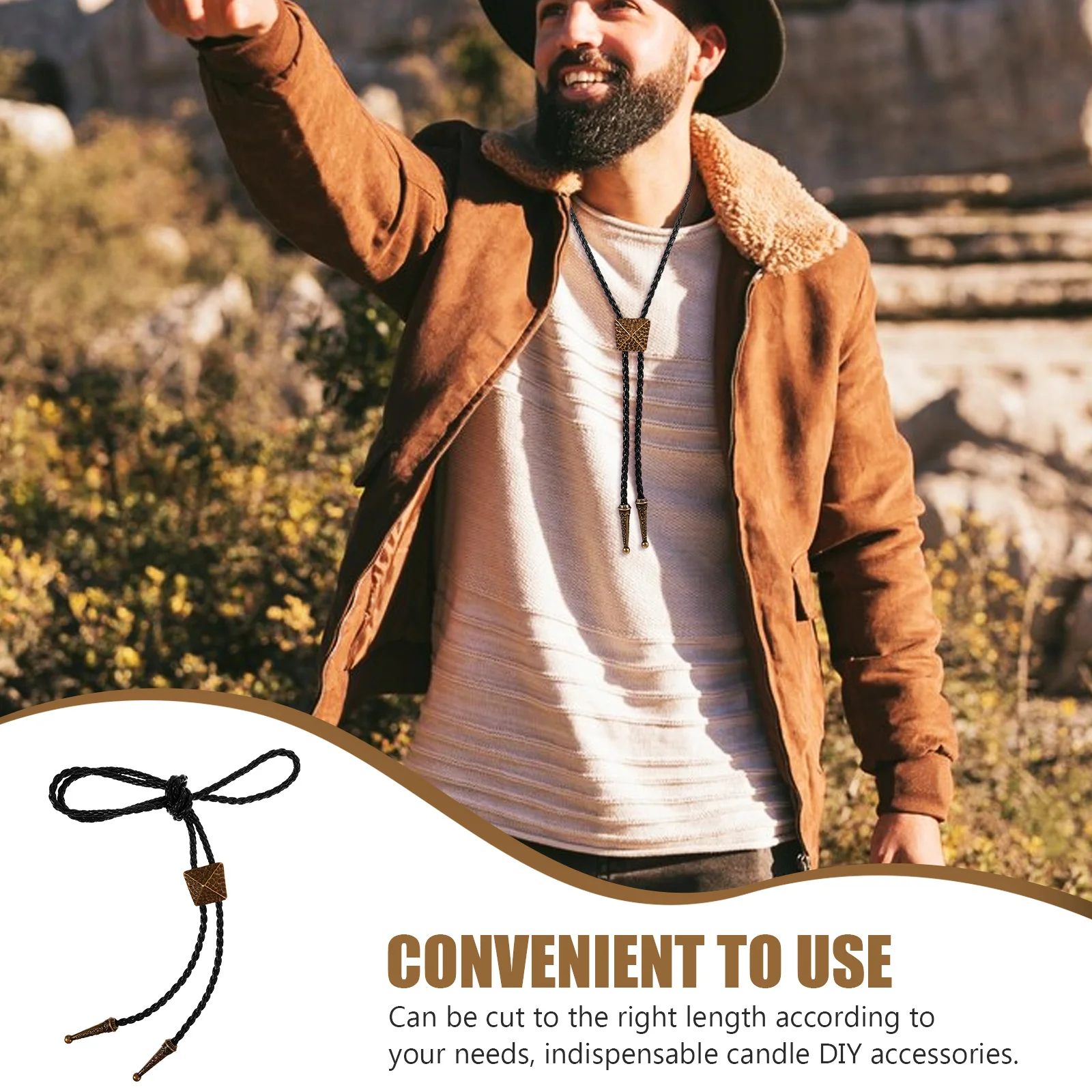 

Shirt Chain Adjustable Bolo Tie For Men Necktie With Eagle Pendant Western Style Party Accessory Male Necklace