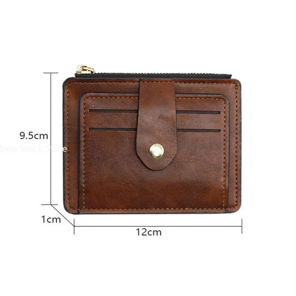 Men Fashion Credit ID Card Holder Wallet Male Slim Leather Wallet with Coin Pocket Brand Designer Brown Business Purse