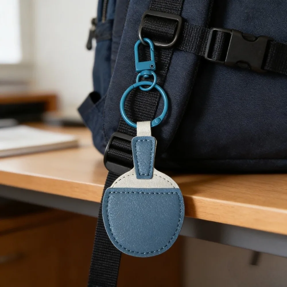 Funny Table Tennis Bats Keychain Cute Hanging Ping-pong Racket Pendant Backpack Decor Creative PU Leather Keyring