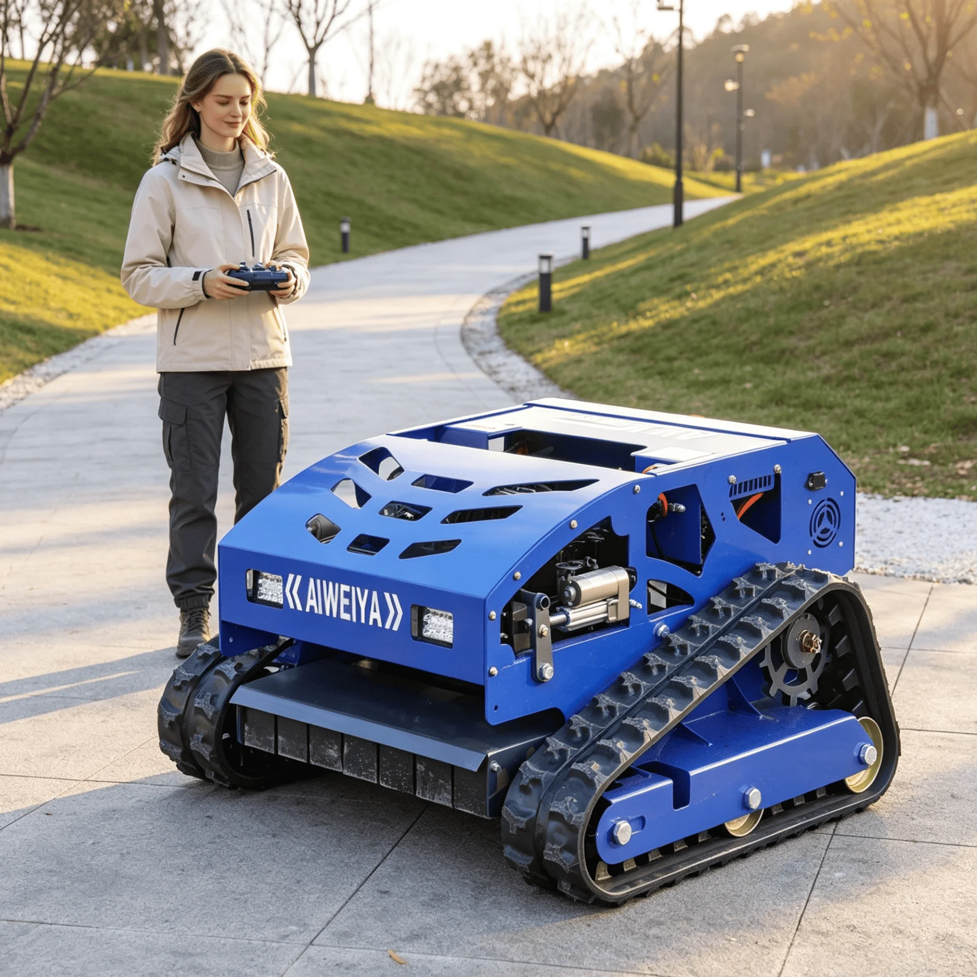 Customized Large Landscape Area 550h remote control  Flail Remote Mower, Heavy Structure Stable On Complex Terrain