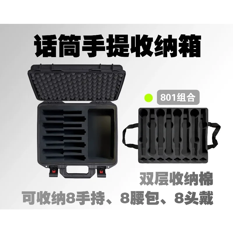 801 Combination Storage Box 8 Microphone 8 Fanny Pack Microphone Fanny Pack Headwear Earphone Monitor Performance Plastic