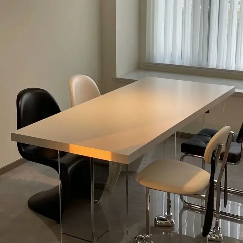 for Nordic Acrylic Floating Dining Table Creative Long Desk Log Design Home Workbench Simple Eating Table