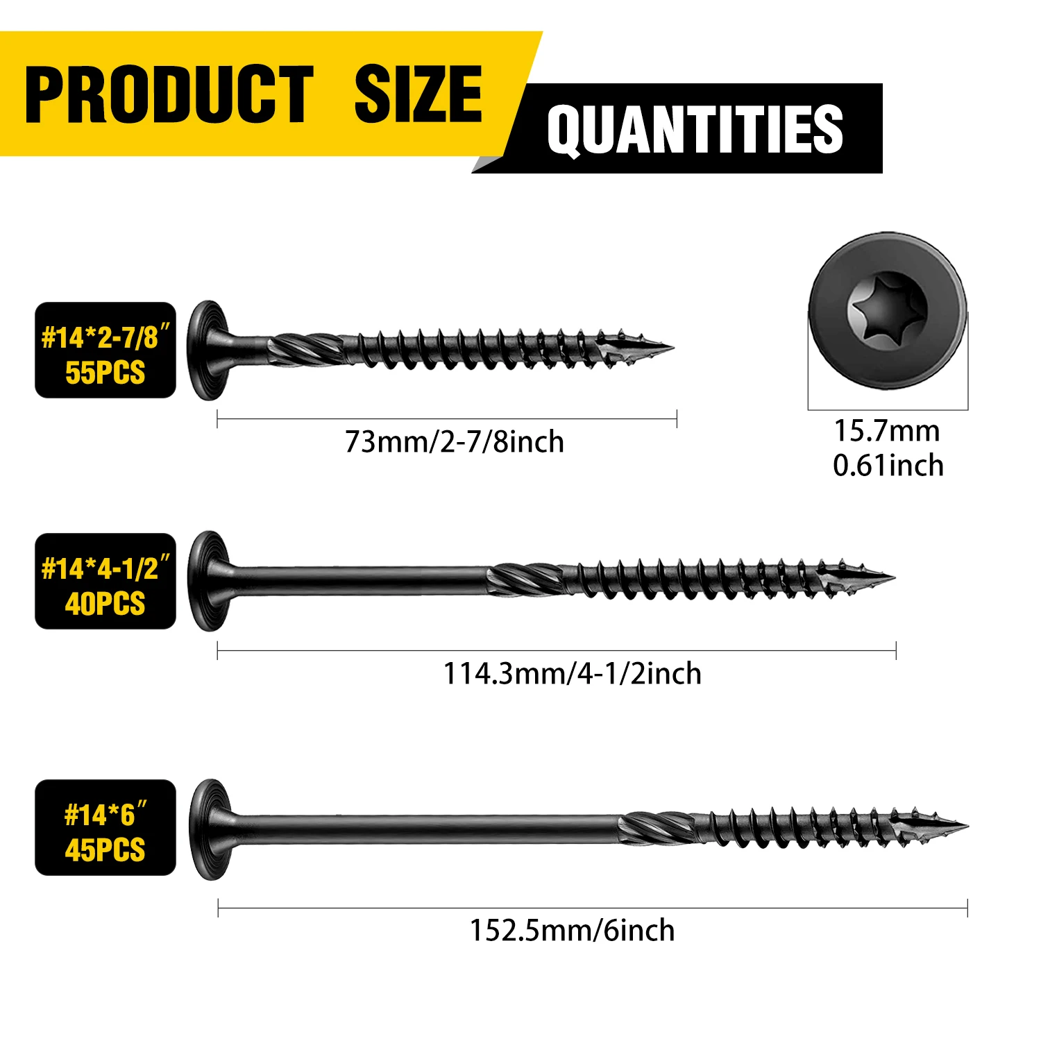 40Pcs#14x4-1/2 Inch Structural Wood Screws T25 Torx Washer Head Self Tapping Screws with T25Bit for Heavy Duty Wood Construction