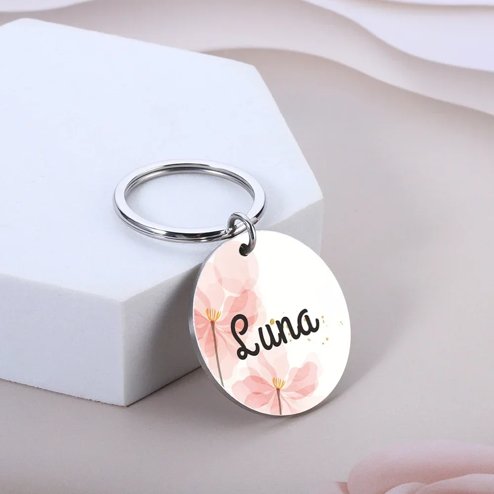 Personalized Pet ID Tags Anti-lost Name Plate Stainless Steel Collar Flower Round Pendant Custom Dog ID Collar Accessories