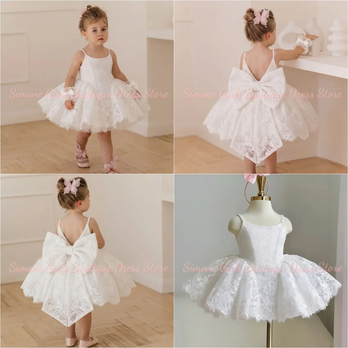 Customized Lovely Baby Flower Girl Dresses For Party And Wedding Princess Lace Girls Tulle Dress Baptism Christening Birthday