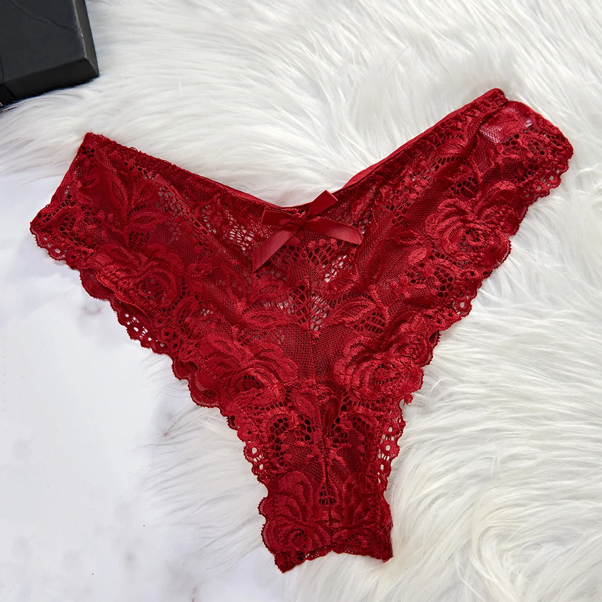 Pakaian Tidur Wanita Lingerie Seksi Baju Tidur Renda Dua Potong Gaun Mini Punggung Terbuka Merah dengan Celana Dalam Pakaian Dalam Piyama Hadiah Gaun Malam